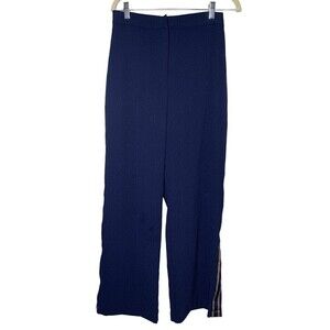 June & Hudson Womens Sz L Wide Leg Zipper Stripe Accent Pants Trousers N…